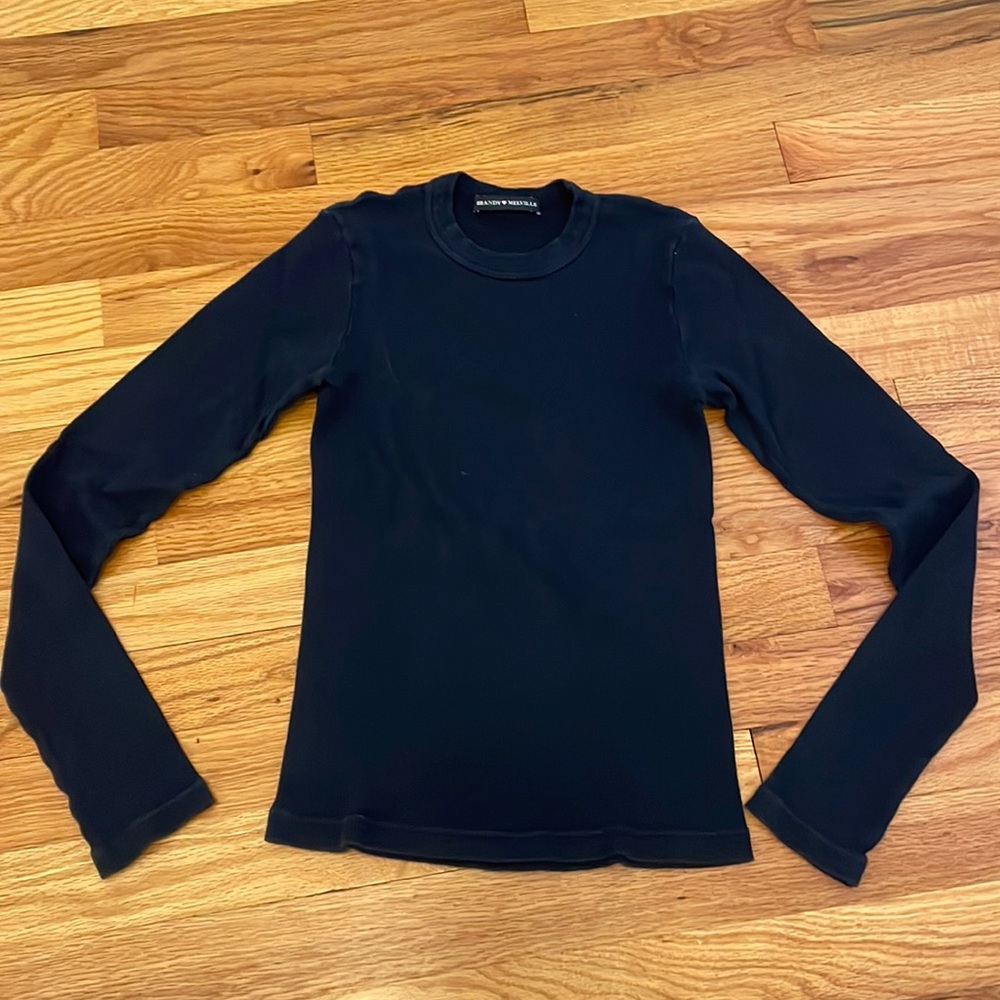 Brandy Melville ribbed long sleeve tee navy
